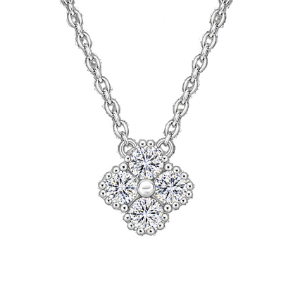 925 Sterling Silver Moissanite Lucky Flower Necklace | MEROSSI
