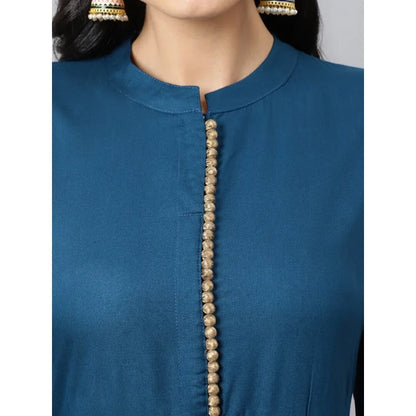 Blue Printed 3-Piece Kurta Set for Women | Cotton Silk Indian Ethnic Wear
