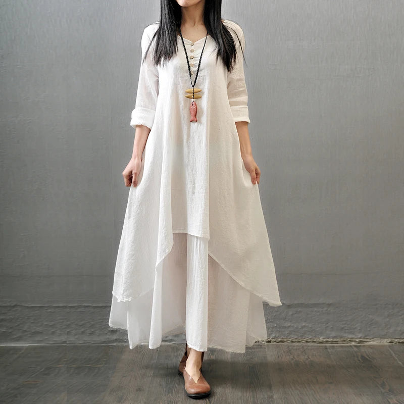 Women's Indian & Pakistani Ethnic Maxi Dress | Vintage Boho Long Sleeve Kurti | Traditional Fashion for Ladies