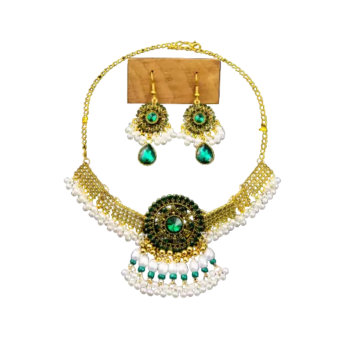 Indian Vintage Necklace & Earrings Set | Gold Ethnic Jewelry