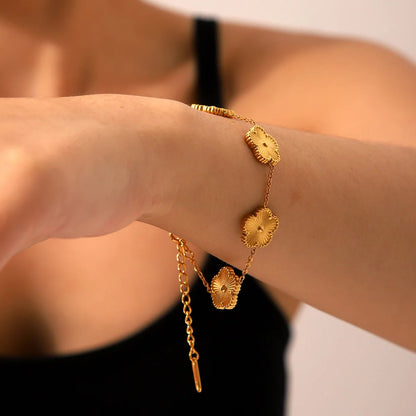 5 Clover Flower Charm Bracelet for Women | Luxury Jewelry