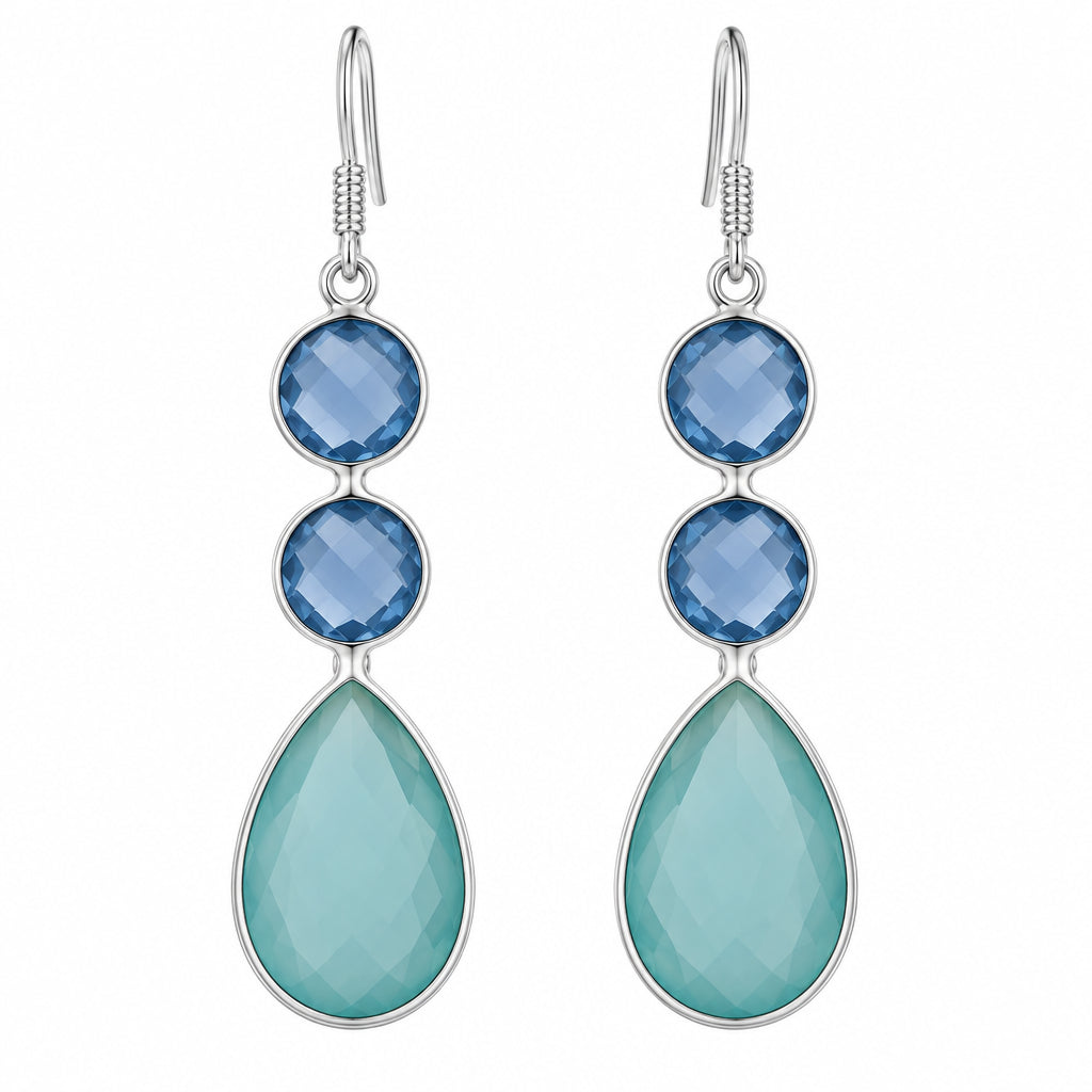 Big Size Emerald Drop Earrings | 925 Sterling Silver Minimalist Fine Jewelry