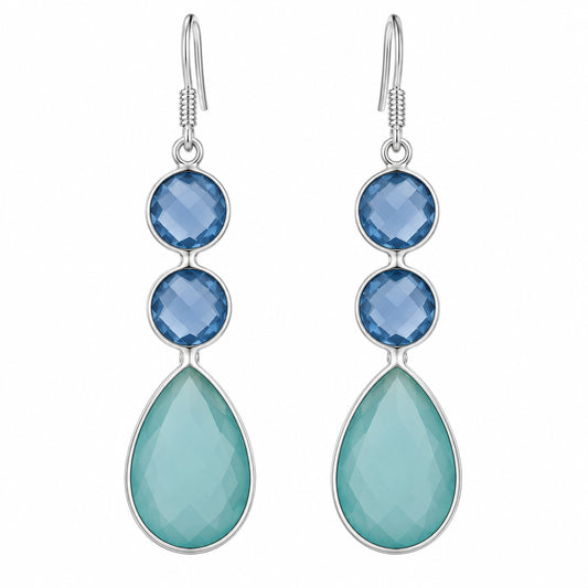 Big Size Emerald Drop Earrings | 925 Sterling Silver Minimalist Fine Jewelry