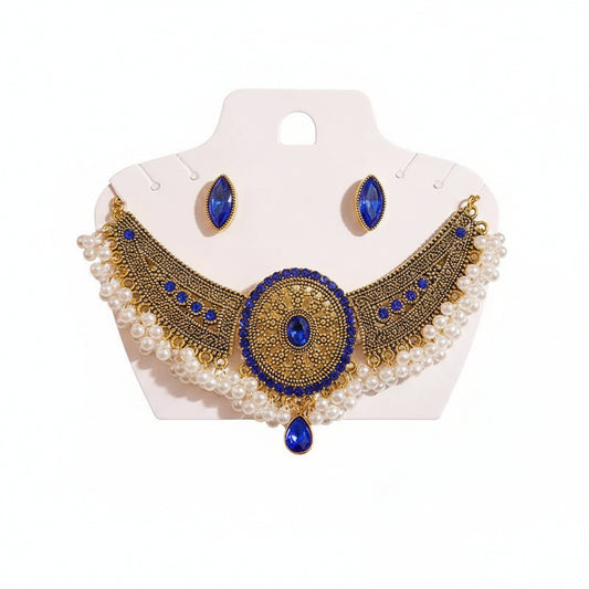 Luxury Crystal Wedding Jewelry Set | Gold Necklace & Earrings