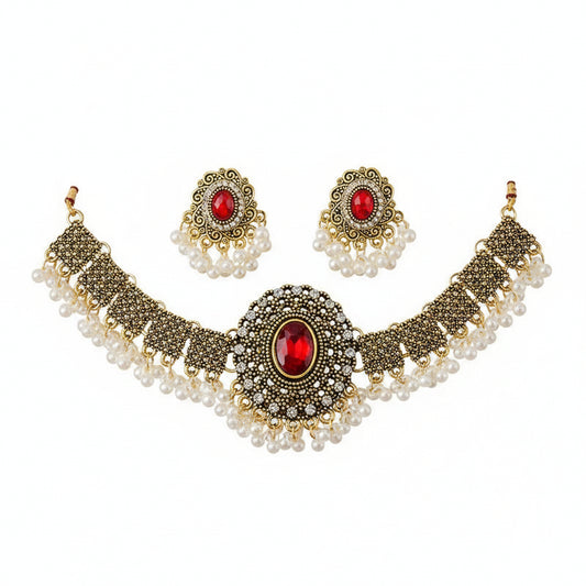 Vintage Colorful Gemstone Necklace & Earring Set | MEROSSI