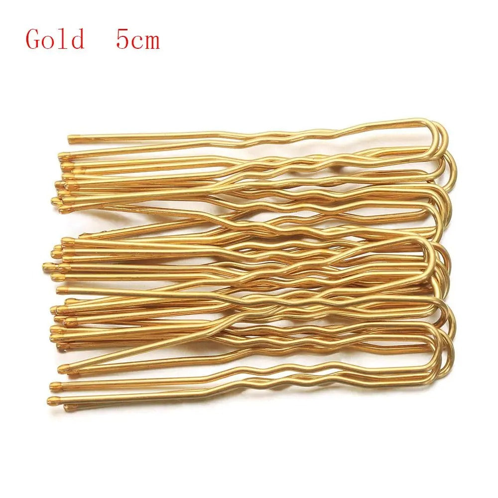 20PCS U-Shaped Hair Pins | Waved Metal Bobby Pins | Gold
