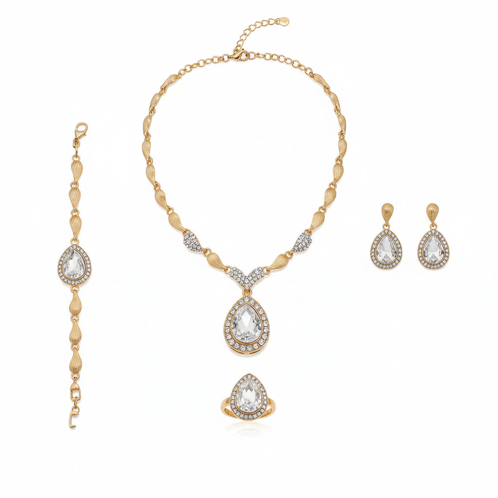 Droplet Necklace Earring & Bracelet Set | Bridal Jewelry