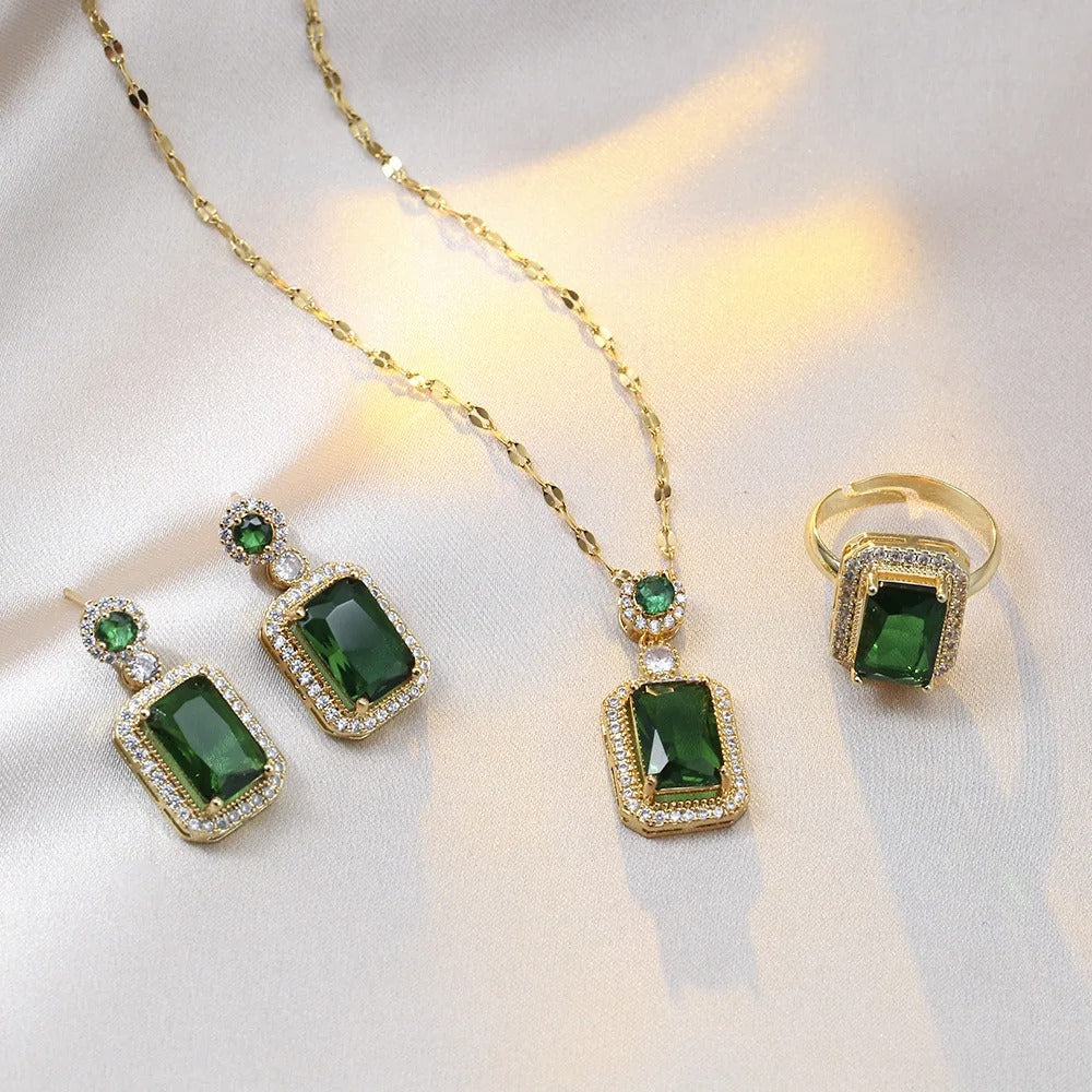 4-Piece Rhinestone Bridal Jewelry Set | Necklace & Earrings