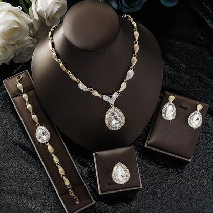 Droplet Necklace Earring & Bracelet Set | Bridal Jewelry
