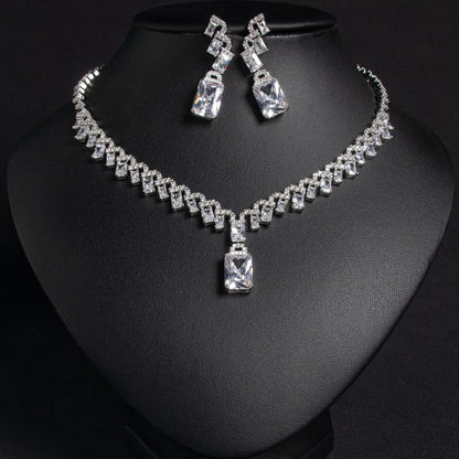 Luxury Zircon Pendant Jewelry Set for Women | Necklace & Earrings