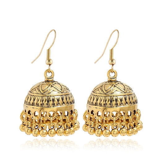 Indian Antique Jhumki Earrings Gold | Ethnic Boho Jewelry