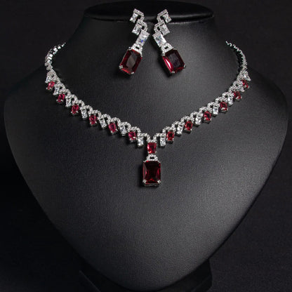 Luxury Zircon Pendant Jewelry Set for Women | Necklace & Earrings
