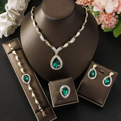 Droplet Necklace Earring & Bracelet Set | Bridal Jewelry