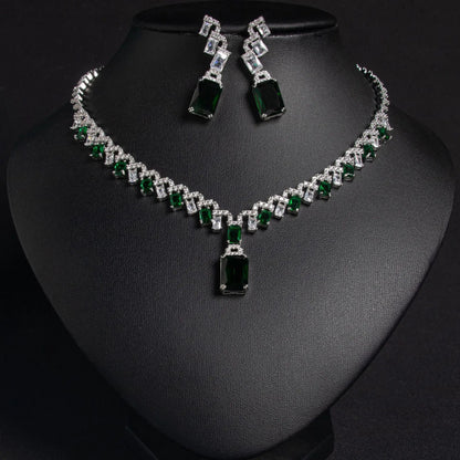 Luxury Zircon Pendant Jewelry Set for Women | Necklace & Earrings