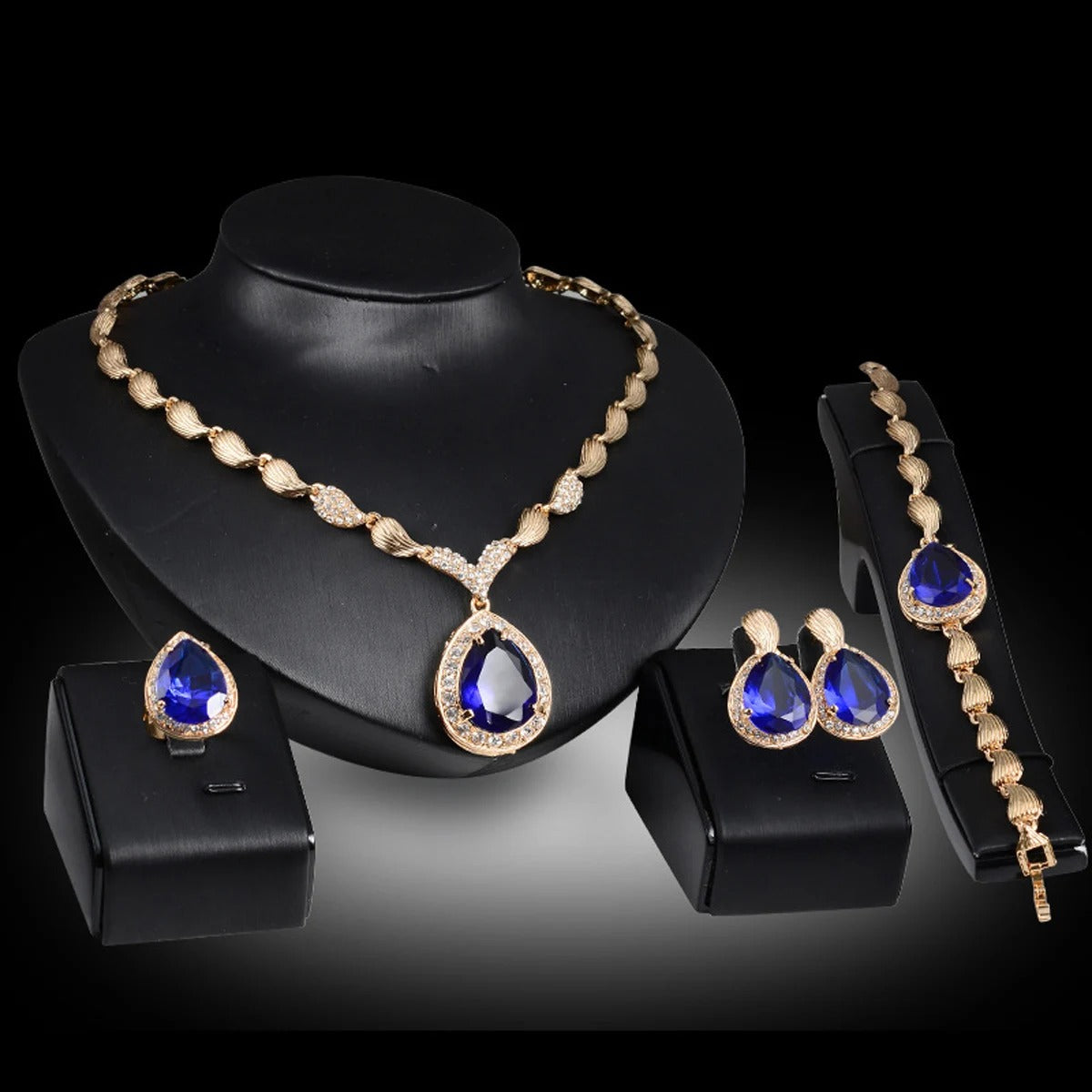 Droplet Necklace Earring & Bracelet Set | Bridal Jewelry