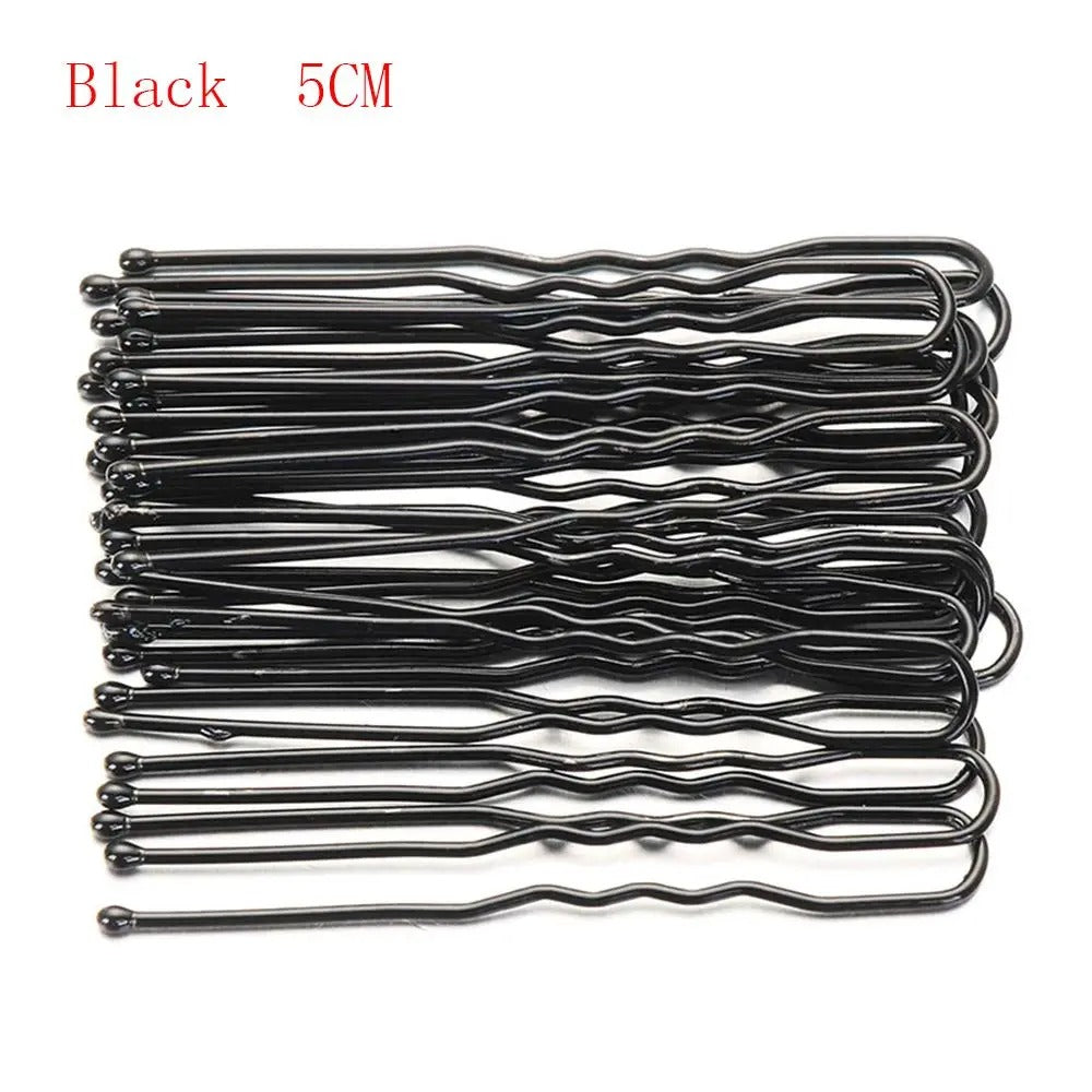 20PCS Black U-Shaped Hair Pins | Waved Metal Bobby Pins