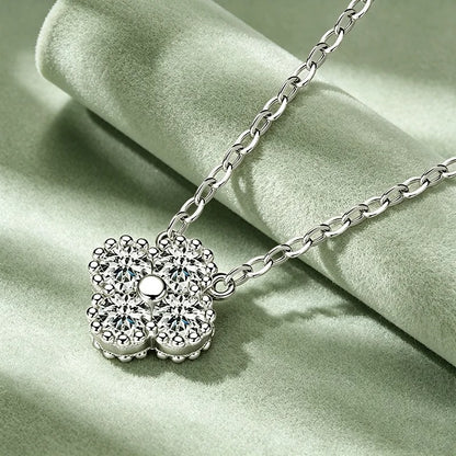 925 Sterling Silver Moissanite Lucky Flower Necklace | MEROSSI